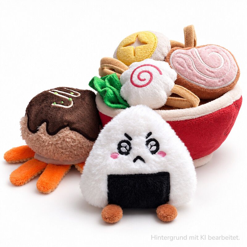 Onigiri, Takoyaki und Ramen Hundespielzeug aus Plüsch